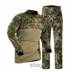 Mens Tactical Suit Combat Cargo Pants Military T-shirt Army Uniform Camo Suit