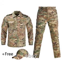 Military Camouf Uniforme Tactical Clothing Suit Men Working Clothes with Caps