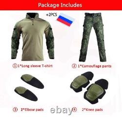 Military Clothes Suit Tactical Combat Suit Military Shirt+Cargo Pants Knee Pads