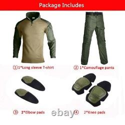 Military Clothes Suit Tactical Combat Suit Military Shirt+Cargo Pants Knee Pads
