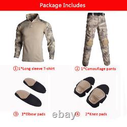 Military Clothes Suit combat suits Camo Men Clothing Shirt+Cargo Pants Knee Pads