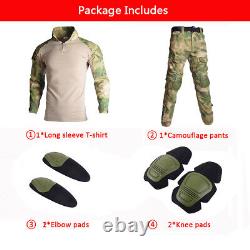 Military Clothes Suit combat suits Camo Men Clothing Shirt+Cargo Pants Knee Pads