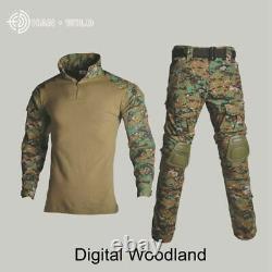 Military Tactical Hunting Uniform Set Combat Camouflage Woodland Outdoor Clothes