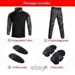 Military Uniform Clothes Suit Tactical Combat Suits Shirt+Cargo Pants Knee Pads