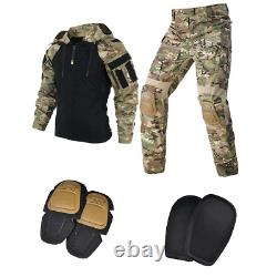 Military Uniform Shirt Tactical Pants with Pads Camouflage Suit Hunting Clothes