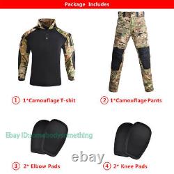 Military Uniform Shirt Tactical Pants with Pads Camouflage Suit Hunting Clothes