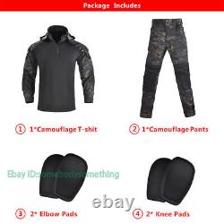 Military Uniform Shirt Tactical Pants with Pads Camouflage Suit Hunting Clothes