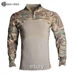 Military Uniform Tactical Suits Shirt Outfit Army Tops Camo Hunting Pants +Pads