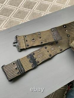 Original Camouflaged WW2 M36 Pistol Belt And Canteen Set, Airborne USMC
