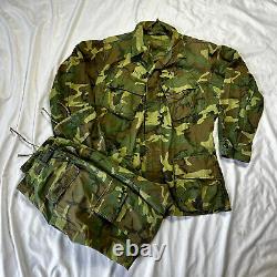 Original Vietnam War Early Poplin Non Ripstop ERDL Camo Set Jacket & Pants Named