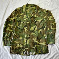 Original Vietnam War Early Poplin Non Ripstop ERDL Camo Set Jacket & Pants Named
