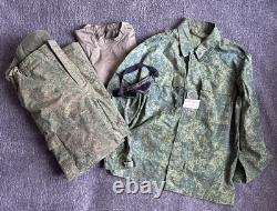 Russian Soldier Uniform Set EMR Camo Jacket Pants Ballistic Goggles and T-Shirt