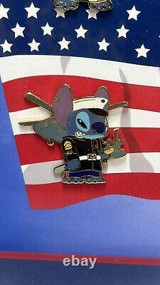 Stitch Patriotic Military Army Navy Air Force Marines Rare Framed Pin Set 54546
