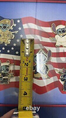 Stitch Patriotic Military Army Navy Air Force Marines Rare Framed Pin Set 54546