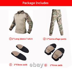 Tactical Combat Suits Army Military With Pads Uniform Outdoor Work Cargo Suit