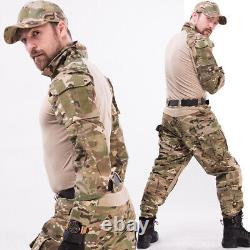 Tactical Combat Suits Army Military With Pads Uniform Outdoor Work Cargo Suit