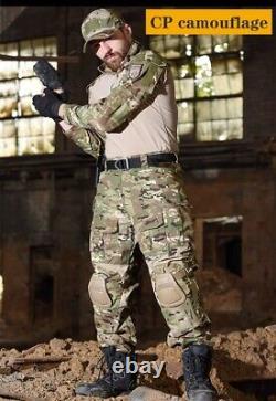 Tactical Combat Suits Army Military With Pads Uniform Outdoor Work Cargo Suit