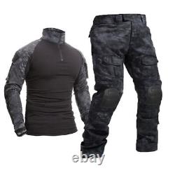 Tactical Military Uniform Combat Suit Army Pants Jacket Set Knee Pads Paintball