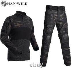 Tactical Pants Military Uniform+pads Army Camouflage Suit Combat Shirt CargoSet