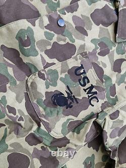 USMC P42 WW2 HBT Frogskin Camouflage Reversible Jacket TROUSERS SET SIZE L