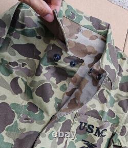 USMC P42 WW2 HBT Frogskin Camouflage Reversible Jacket TROUSERS SET SIZE L