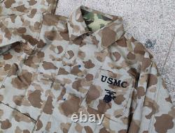 USMC P42 WW2 HBT Frogskin Camouflage Reversible Jacket TROUSERS SET SIZE L