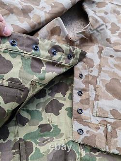 USMC P42 WW2 HBT Frogskin Camouflage Reversible Jacket TROUSERS SET SIZE L