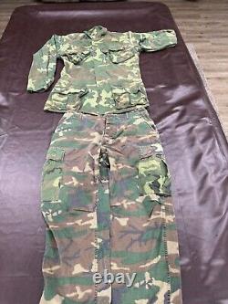 US Military Vietnam Era Jacket Pants Hat Set Camouflage Ripstop Shirt BS7