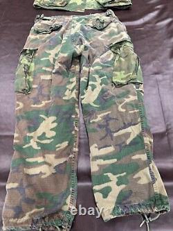 US Military Vietnam Era Jacket Pants Hat Set Camouflage Ripstop Shirt BS7
