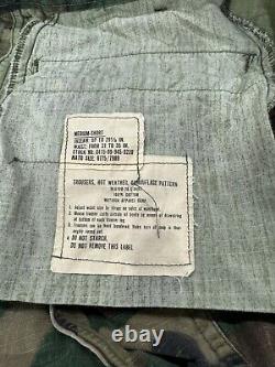 US Military Vietnam Era Jacket Pants Hat Set Camouflage Ripstop Shirt BS7