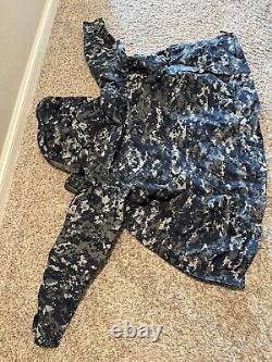 US Navy Hood Jacket Trousers Set USN Digital Camo Work Parka Mens Small Regular