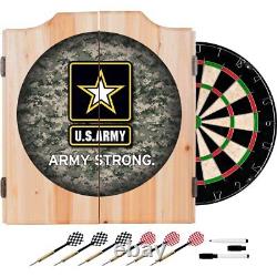 U. S. Army Digital Camo Dart Cabinet Set With Sisal Board And Steel Tip Darts