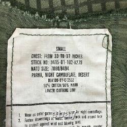 VTG 80's US Army Night Camouflage Desert Fish Tail Parka Jacket Pants Set S/M