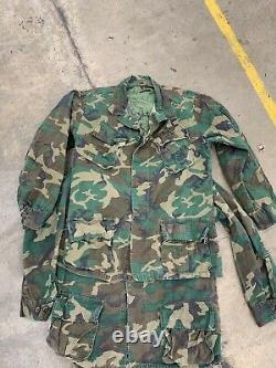Vietnam USMC ERDL Rip-Stop Camouflage Poplin Class 2 Set Top And Trousers