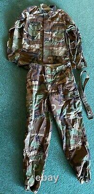 Vintage US Army Woodland Camouflage Pant & Jacket Uniform Set Combat Military