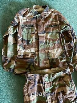 Vintage US Army Woodland Camouflage Pant & Jacket Uniform Set Combat Military
