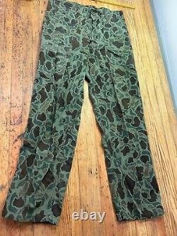 Vintage Usmc Korean War Frogskin Duck Camo Jacket Pants Set Army