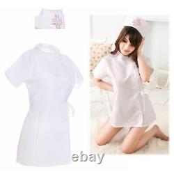 Women Girl Sexy Lingerie Nurse Uniform Cosplay Underwear Lace Hollow Dress Set