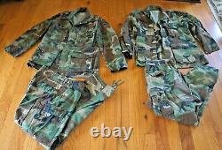 2 Ensembles Us Army Woodland Camouflage Field Jacket & Pants Large Sargent Insignia