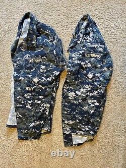 2 Sets Us Navy Nwu Type I Camouflage Numérique Bleu Avec Hat & Goretex Parka Jacket