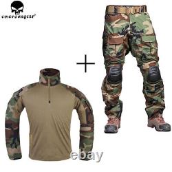 Chemise et pantalon de combat tactique Emerson Gen3 + ensemble de costume Airsoft BDU avec genouillères