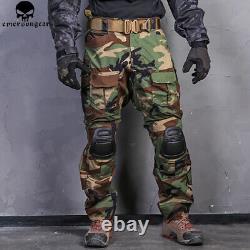 Chemise et pantalon de combat tactique Emerson Gen3 + ensemble de costume Airsoft BDU avec genouillères