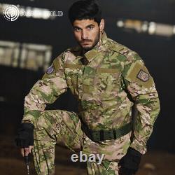 Chemise tactique à motif camouflage et ensemble veste + pantalon de chasse en uniforme militaire pour hommes XS-2XL