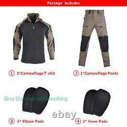 Chemise uniforme militaire Pantalon tactique avec protections Costume de camouflage Vêtements de chasse
