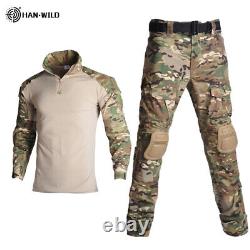 Combinaison d'uniforme militaire camouflage pour homme avec une veste coupe-vent et un pantalon cargo.