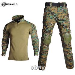 Costume de camouflage militaire pour hommes avec chemise de combat coupe-vent + pantalon cargo