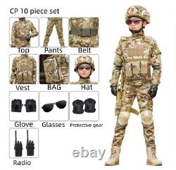 Costume de camouflage pour enfants de forces spéciales pour entraînement militaire avec casque