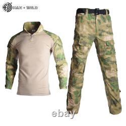 Costume militaire de camouflage pour hommes, chemise de combat coupe-vent + pantalon cargo