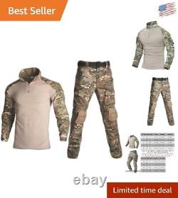 Costume militaire tactique pour homme avec chemise de combat, pantalon et genouillères camo