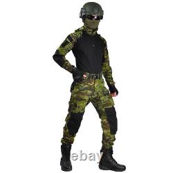 Costume tactique pour homme de l'armée, uniforme de combat militaire avec capuche pour travaux extérieurs et airsoft.